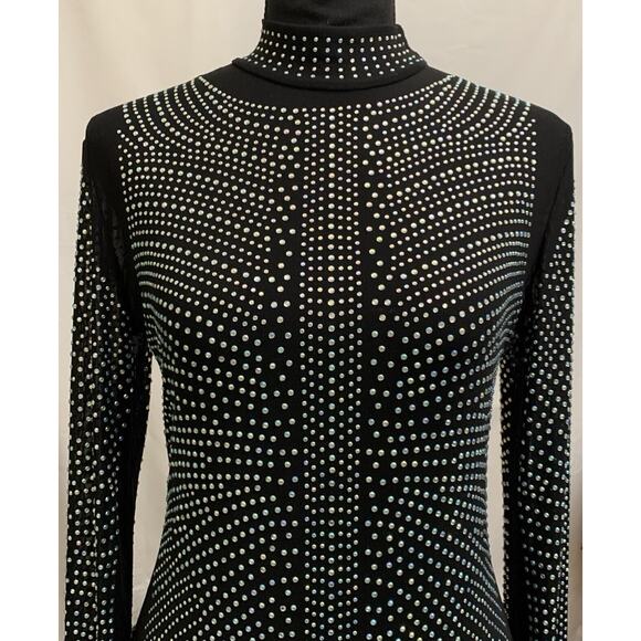 Black Beaded Rhinestone Bodysuit Womens M Concert Reputation Era - Picture 2 of 6